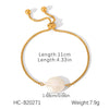 Wholesale Women's Stainless Steel Geometric Style 18K Goldplated Electroplated Freshwater Pearl Bracelet