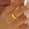 Wholesale Women's Stainless Steel Geometric Style Ring With 18K Gold Plated Electroplating