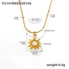 Wholesale Women's 316L Stainless Steel Geometric Sunflower Beads Collarbone Necklace 18K Gold Plated Light Luxury Style