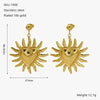 Wholesale Women's Stainless Steel Geometric Sunflower Design Water Plated Earrings Jewelry