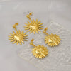 Wholesale Women's Stainless Steel Geometric Sunflower Design Water Plated Earrings Jewelry