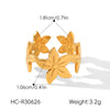 Wholesale Women's Stainless Steel Geometric Sunflower Open Ring With Electroplating