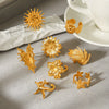 Wholesale Women's Stainless Steel Geometric Sunflower Open Ring With Electroplating