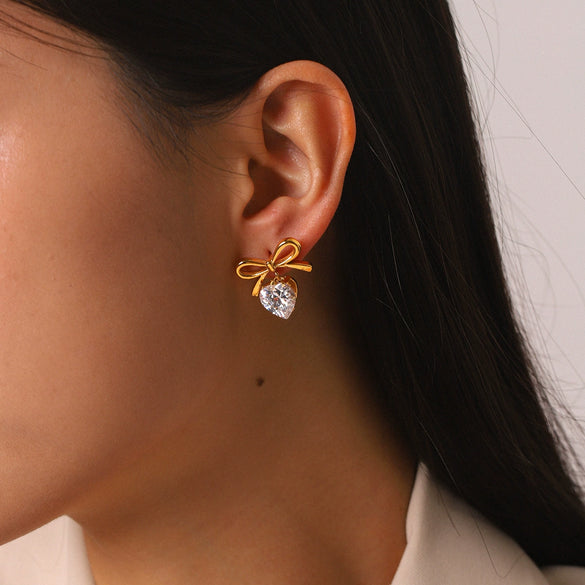 Wholesale Women's Stainless Steel Geometric Tassel Earrings With Electroplating Design