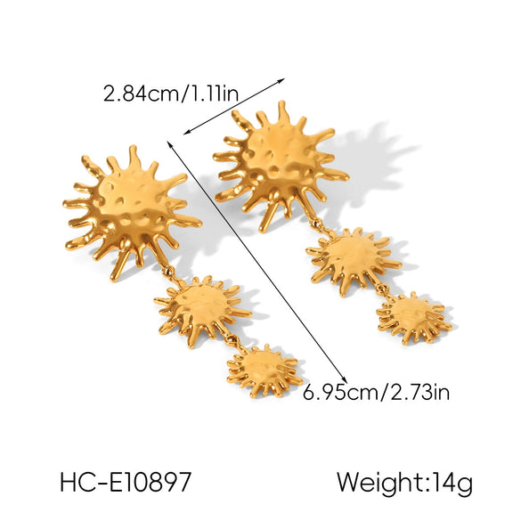Wholesale Women's Stainless Steel Geometric Tassel Earrings With Electroplating Design