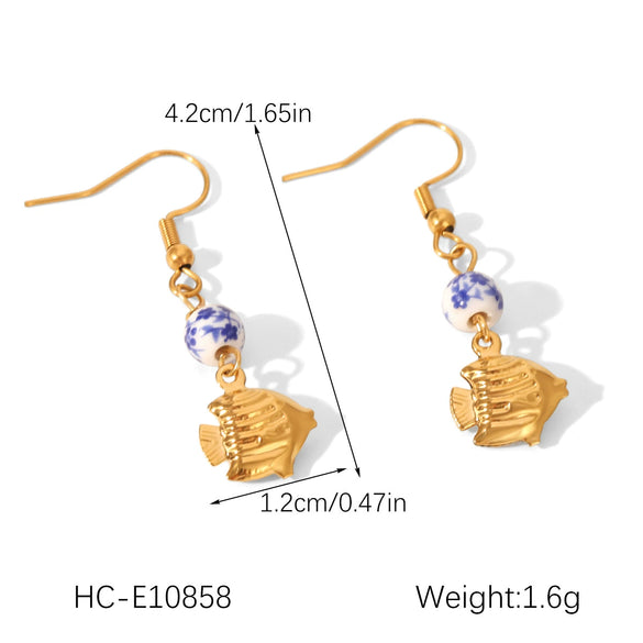 Wholesale Women's Stainless Steel Geometric Tassel Earrings With Electroplating Design