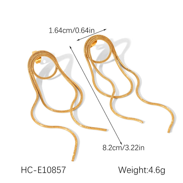 Wholesale Women's Stainless Steel Geometric Tassel Earrings With Electroplating Design