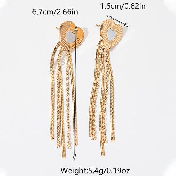 Wholesale Women's Stainless Steel Geometric Tassel Earrings With Electroplating Treatment Fashion Style