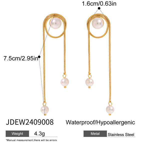 Wholesale Women's Stainless Steel Geometric Tassel Earrings With Electroplating