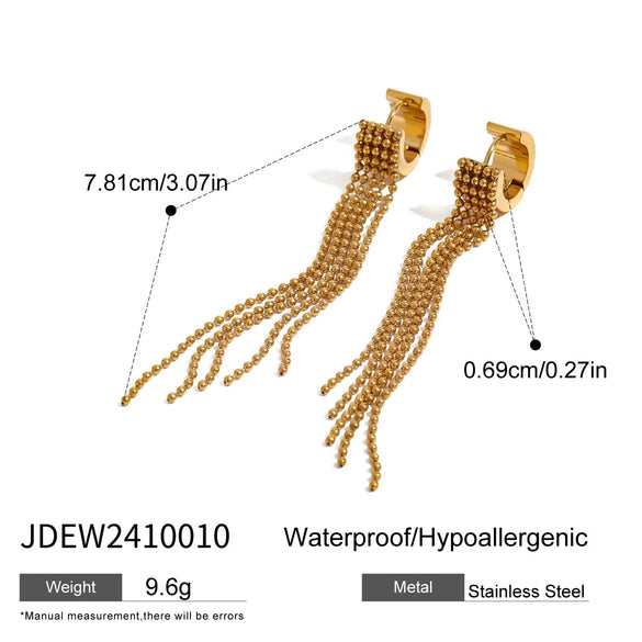 Wholesale Women's Stainless Steel Geometric Tassel Earrings With Electroplating
