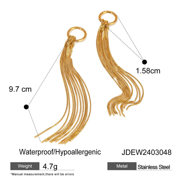 Wholesale Women's Stainless Steel Geometric Tassel Earrings With Electroplating
