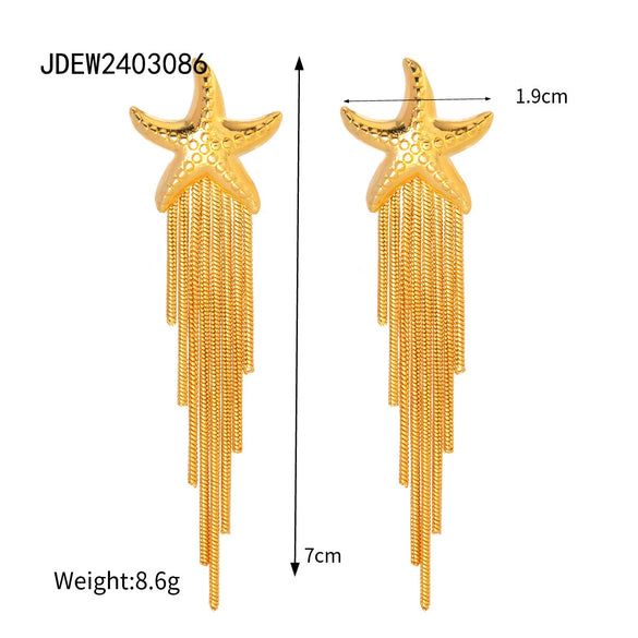 Wholesale Women's Stainless Steel Geometric Tassel Earrings With Electroplating