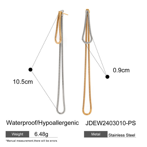 Wholesale Women's Stainless Steel Geometric Tassel Earrings With Electroplating