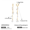 Wholesale Women's Stainless Steel Geometric Tassel Pearl Earrings With Electroplating And Original Minimalist Design