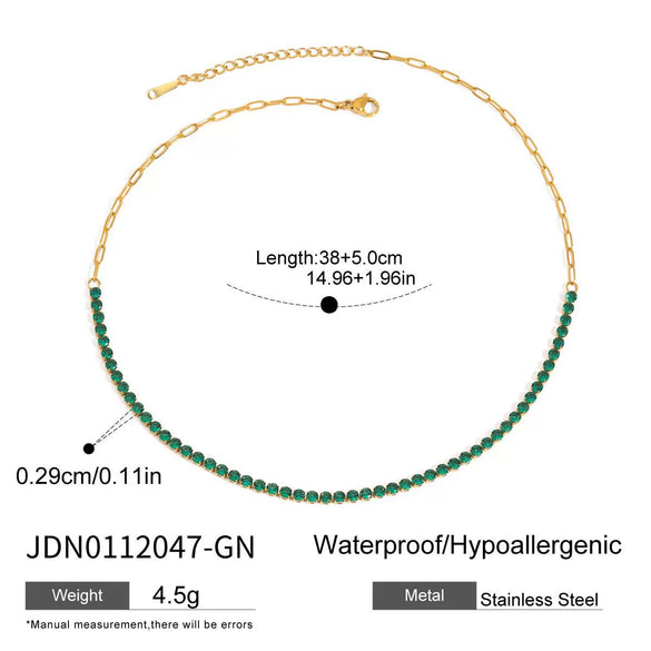 Wholesale Women's Stainless Steel Geometric Tennis Necklace With Electroplating And Full Diamond Design For Clavicle