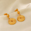 Wholesale Women's Stainless Steel Geometric Thread Round Earrings 18K Gold Plated