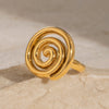 Wholesale Women's Stainless Steel Geometric Threaded Rotating Ring Jewelry With Electroplating And Light Luxury Temperament