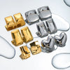 Wholesale Women's Stainless Steel Geometric Three Dimensional Square Rivet Electroplated Earrings