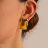 Wholesale Women's Stainless Steel Geometric Three Dimensional Square Rivet Electroplated Earrings