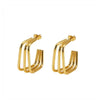 Wholesale Women's Stainless Steel Geometric Three Layer Electroplated Fashion Earrings