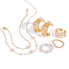 Wholesale Women's Stainless Steel Geometric Three Layer Hollow Opening Flower Pearl Diamond Electroplated Earrings