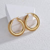 Wholesale Women's Stainless Steel Geometric Three Layer Hollow Tassel Earrings With Electroplating Design