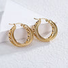 Wholesale Women's Stainless Steel Geometric Three Layer Hollow Tassel Earrings With Electroplating Design