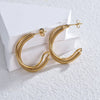 Wholesale Women's Stainless Steel Geometric Three Layer Hollow Tassel Earrings With Electroplating Design