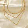 Wholesale Women's Stainless Steel Geometric Three Layer Necklace With Vacuum Plated 18K Gold And Melon Seed Chain