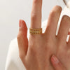Wholesale Women's Stainless Steel Geometric Three Layer Opening Adjustable Ring 18K Gold Plated