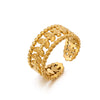 Wholesale Women's Stainless Steel Geometric Three Layer Opening Adjustable Ring 18K Gold Plated