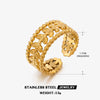 Wholesale Women's Stainless Steel Geometric Three Layer Opening Adjustable Ring 18K Gold Plated