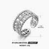 Wholesale Women's Stainless Steel Geometric Three Layer Opening Adjustable Ring 18K Gold Plated