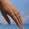 Wholesale Women's 316L Stainless Steel Geometric Three Layer Opening Adjustable Ring With 18K Real Gold Vacuum Plating And 5A Zircon