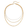 Wholesale Women's Stainless Steel Geometric Three Layer Pearl Chain Necklace With Electroplating French Classic Style