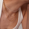 Wholesale Women's Stainless Steel Geometric Three Layer Pearl Chain Necklace With Electroplating French Classic Style