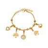 Wholesale Women's 316L Stainless Steel Geometric Tree Of Life Inlaid Zircon Electroplated Bracelet