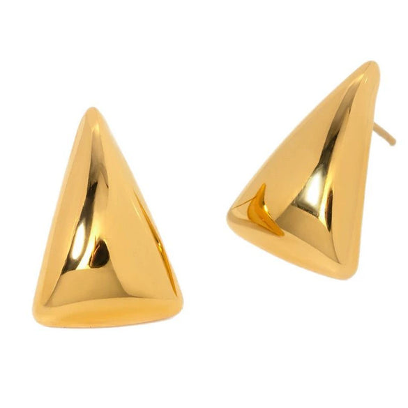 Wholesale Women's Stainless Steel Geometric Triangle Stud Earrings With Electroplating