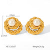 Wholesale Women's Stainless Steel Geometric Twist Pearl Earrings With Electroplating Treatment
