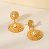 Wholesale Women's Stainless Steel Geometric Twist Spiral Earrings Inlaid With Pearl Electroplated Light Luxury Elegant