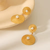Wholesale Women's Stainless Steel Geometric Twist Spiral Earrings Inlaid With Pearl Electroplated Light Luxury Elegant