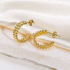 Wholesale Women's Stainless Steel Geometric Twisted Winding C Ring Earrings With Electroplating