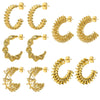 Wholesale Women's Stainless Steel Geometric Twisted Winding C Ring Earrings With Electroplating