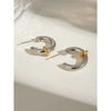 Wholesale Women's Stainless Steel Geometric Twocolor C Ring Earrings With Electroplating
