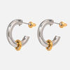Wholesale Women's Stainless Steel Geometric Twocolor C Ring Earrings With Electroplating