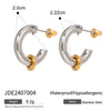 Wholesale Women's Stainless Steel Geometric Twocolor C Ring Earrings With Electroplating