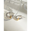 Wholesale Women's Stainless Steel Geometric Twocolor C Ring Earrings With Electroplating