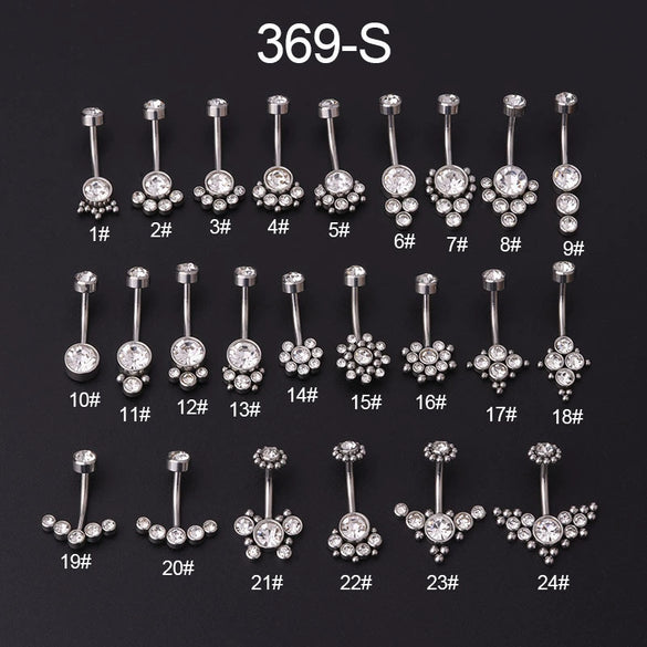 Wholesale Women's Stainless Steel Geometric Umbilical Ring Jewelry With Goldplated Artificial Gemstones And Semiprecious Stones Electroplating