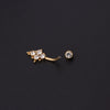 Wholesale Women's Stainless Steel Geometric Umbilical Ring Jewelry With Goldplated Artificial Gemstones And Semiprecious Stones Electroplating