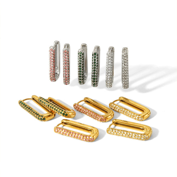 Wholesale Women's Stainless Steel Geometric Ushape Electroplated Earrings